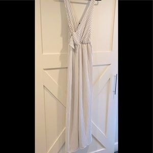 Windsor white pantsuit romper with black pin stripes size Large